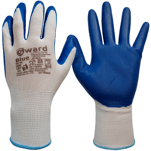 Перчатки нейлоновые с нитриловым покрытием Gward Blue