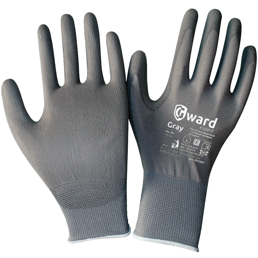 Перчатки нейлоновые с полиуритановым покрытием PU1001 серые